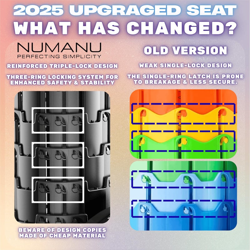 NUMANU 2025 مقعد قابل للطي مطور بحد أقصى 620 رطل ارتفاع قابل للتعديل مقعد تلسكوبي قابل للطي مقعد سفر قابل للطي مقعد تخييم قابل للطي أو مسند للقدمين للتخييم وفي الهواء الطلق 18 بوصة ارتفاع - Image 3